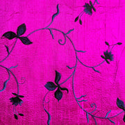 Bright pink fabric with floral pattern. Silk fabric for wedding coats and jackets. 