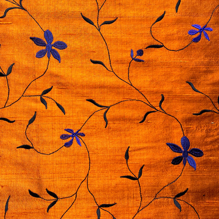 orange floral fabric