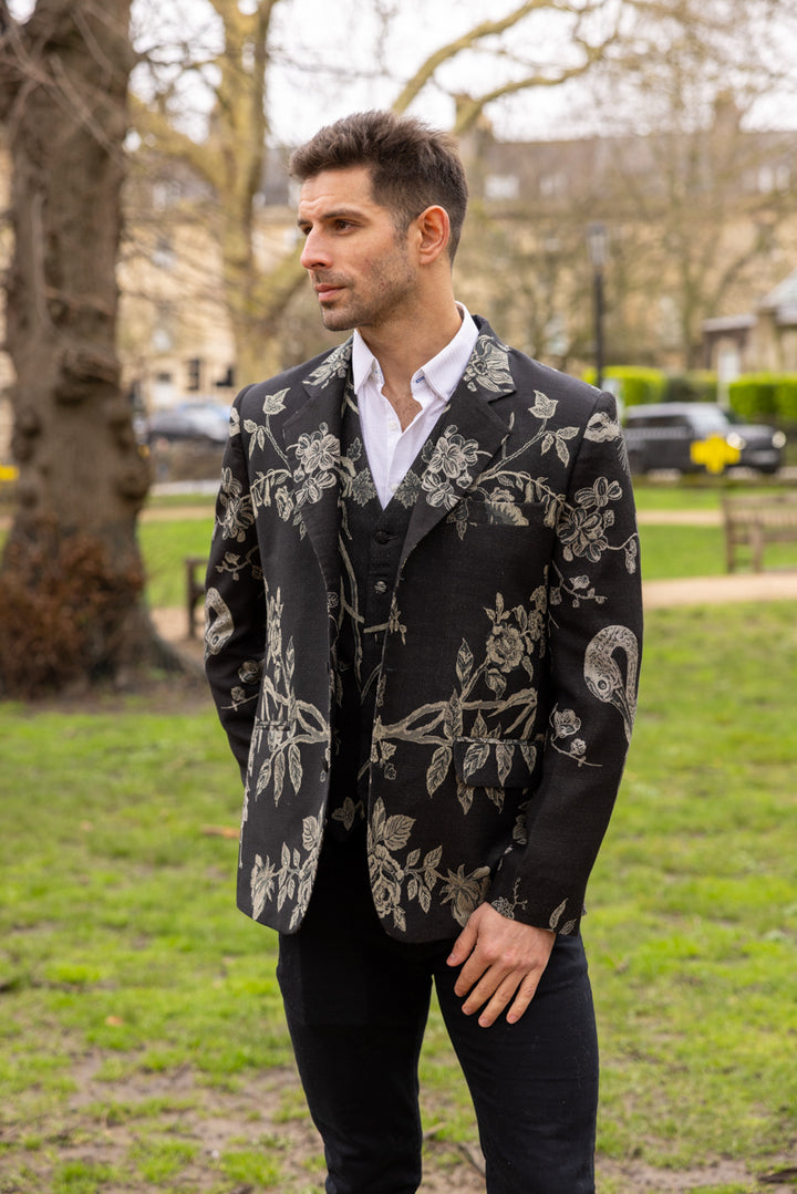 Cashmere blazer with matching waistcoat in black