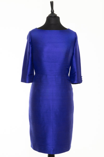 Sophia Dress In Raw Cobalt - Bateau Neck