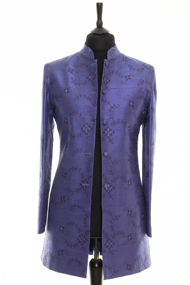 Long Nehru Jacket in Persian Periwinkle