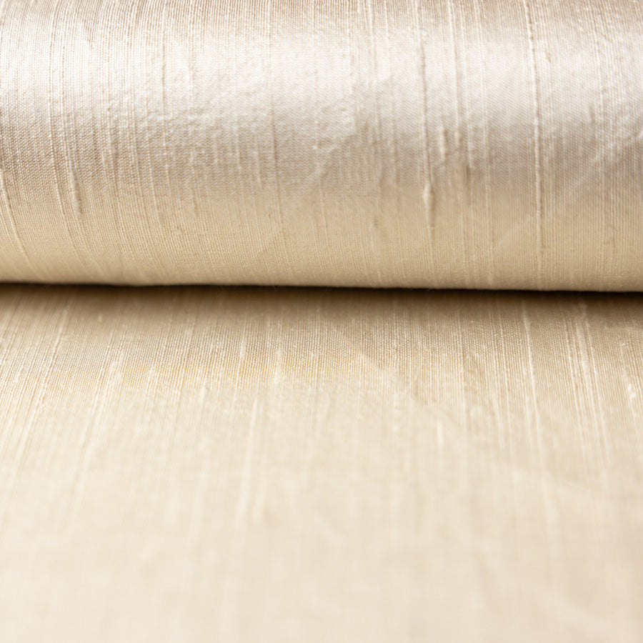 Silk fabric sample in cream. 