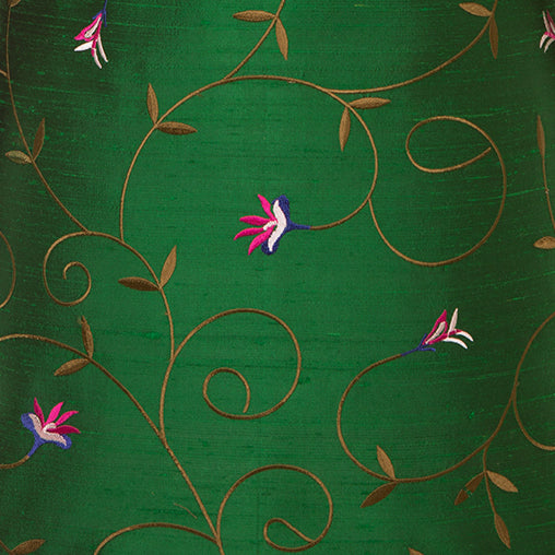 green floral fabric in silk sample