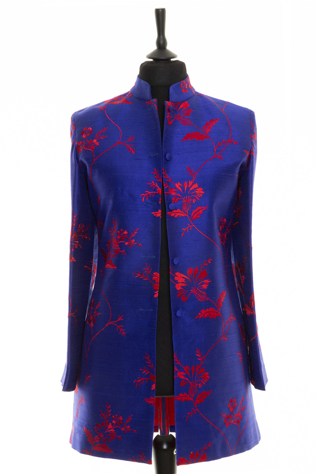 Long Nehru Jacket in French Cobalt