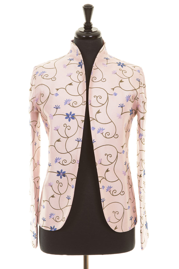 short smart women's jacket in pink with flowers perfect for the wedding