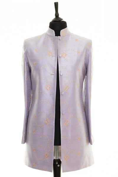 Long Nehru Jacket in Lilac Lace