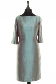 Sophia Dress In Smokey Blue - Bateau Neck