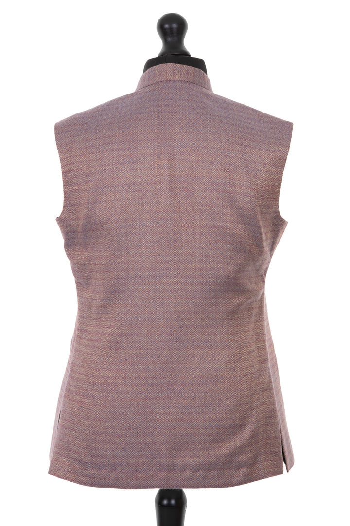 Mens cashmere nehru waistcoat in cashmere silk blend, Copper Rose