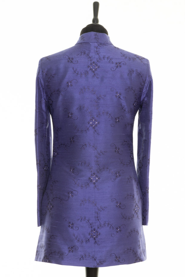 Long Nehru Jacket in Persian Periwinkle