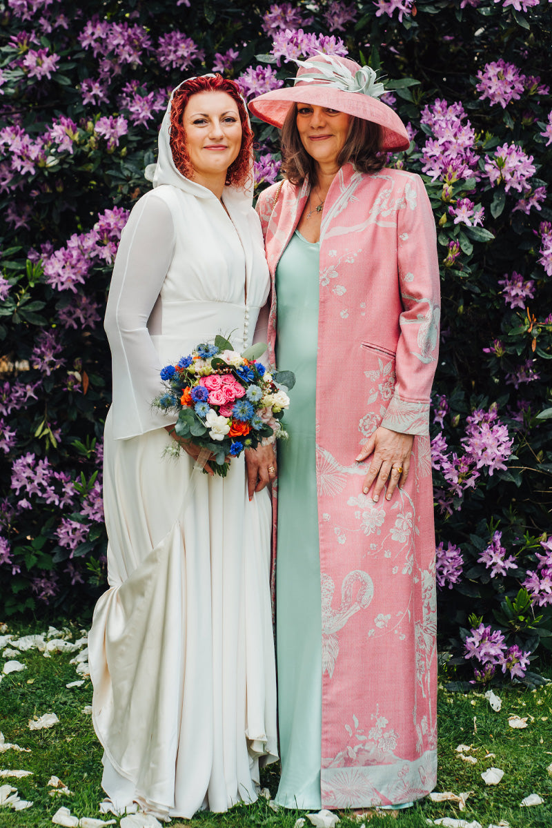 Mother of the bride - long floral pink wedding coat 