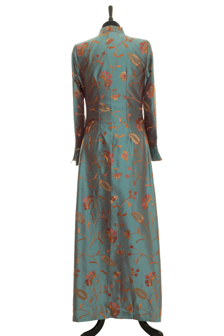 Maxi coat in teal. Women's wedding guest long coat. 