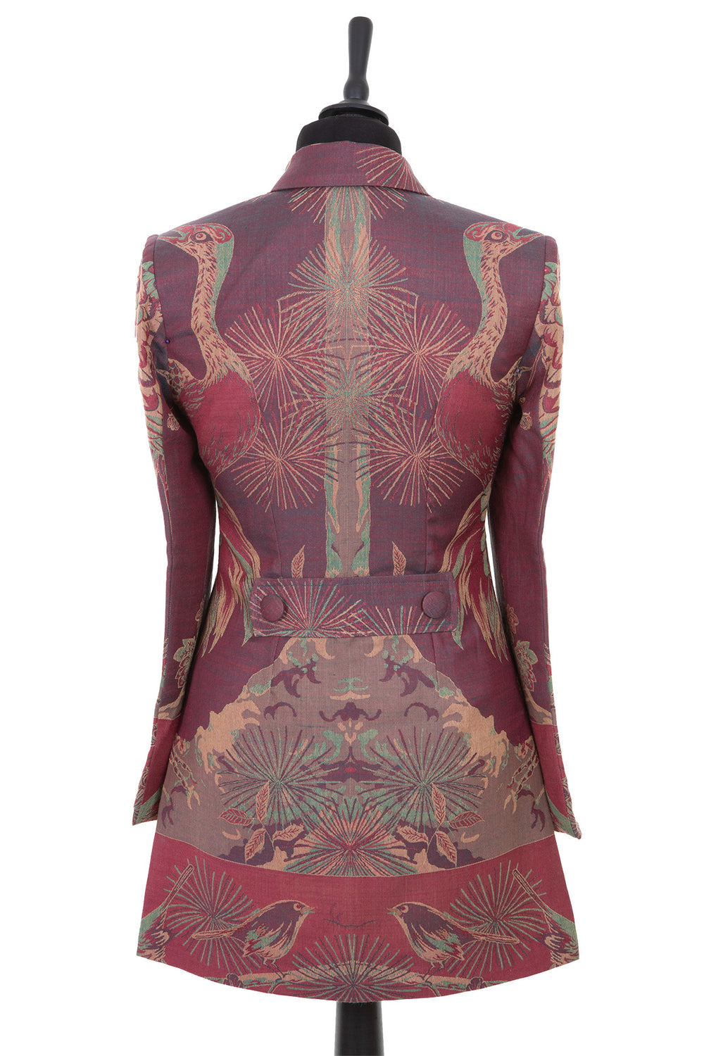 Womens longline blazer style jacket in an iridescent teal, with pink hues cashmere