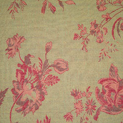 green fabric in cashmere with red floral motif