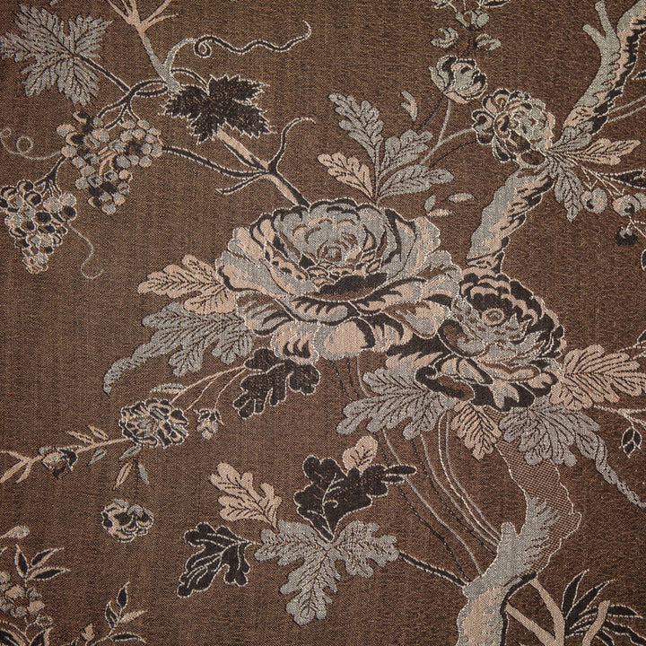 brown cashmere fabric with floral pattern for making coats and jackets