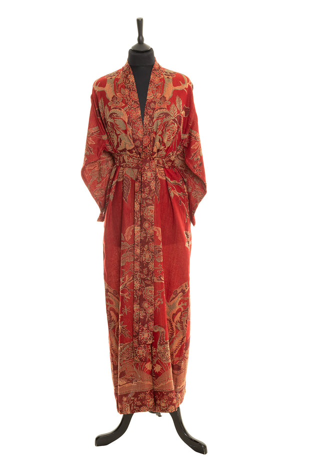 Reversible Dressing Gown in Rich Ruby