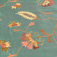 green silk fabric with orange and red flowers