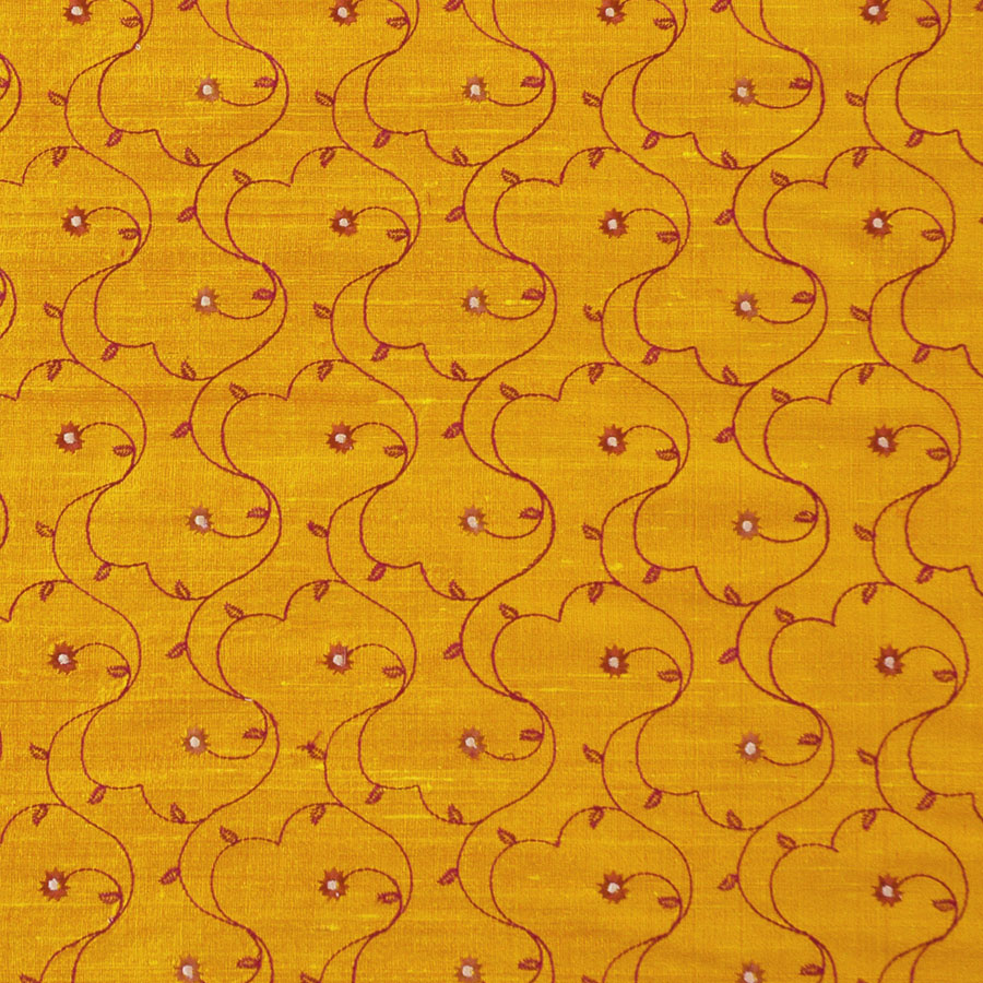 Yellow embroidered fabric for wedding coats and jackets. 