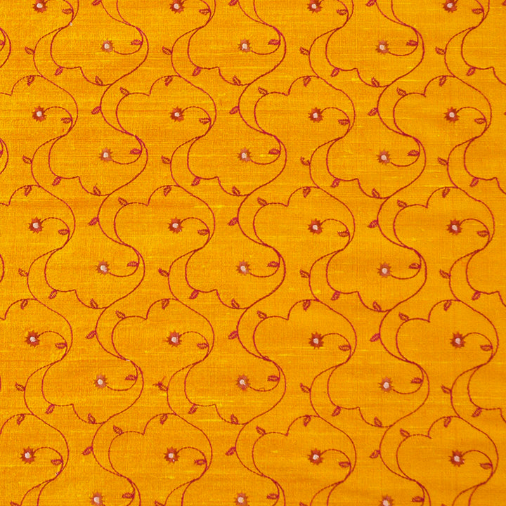 Yellow embroidered fabric for wedding coats and jackets. 