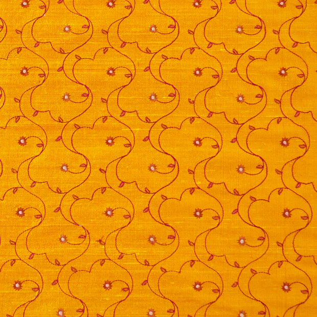 Yellow embroidered fabric for wedding coats and jackets. 