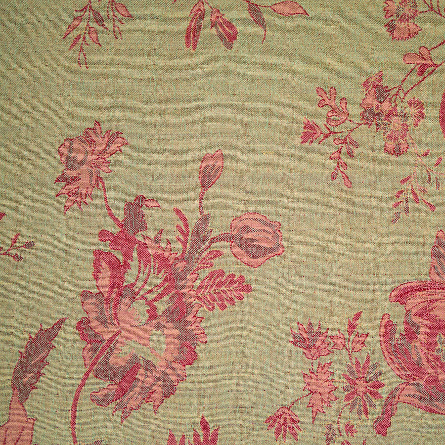 green fabric with red flowers 