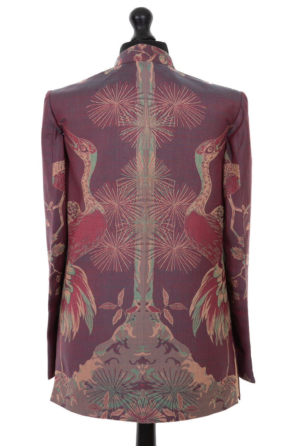 Mens cashmere silk blend nehru jacket in iridescent teal, with pink hues