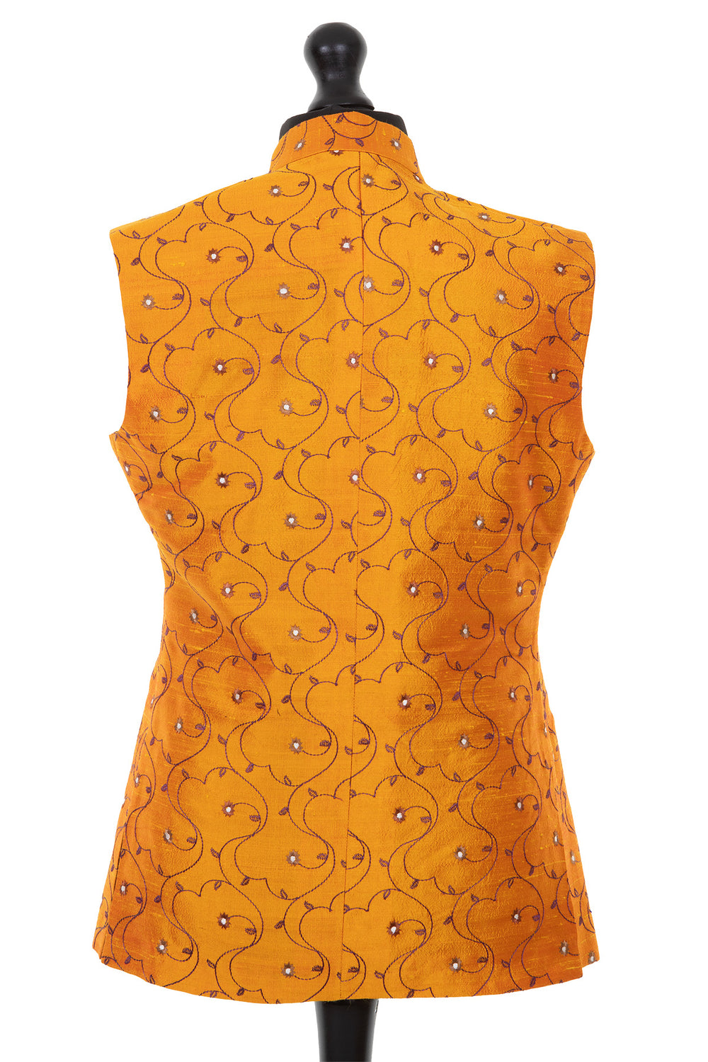 Mens embroidered silk, Jumoke Sun fabric, in mens nehru waistcoat style