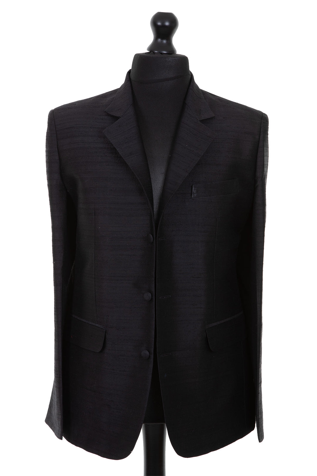 Mens raw silk blazer in black. Silk men's jacket in black. Funeral jacket for men. 