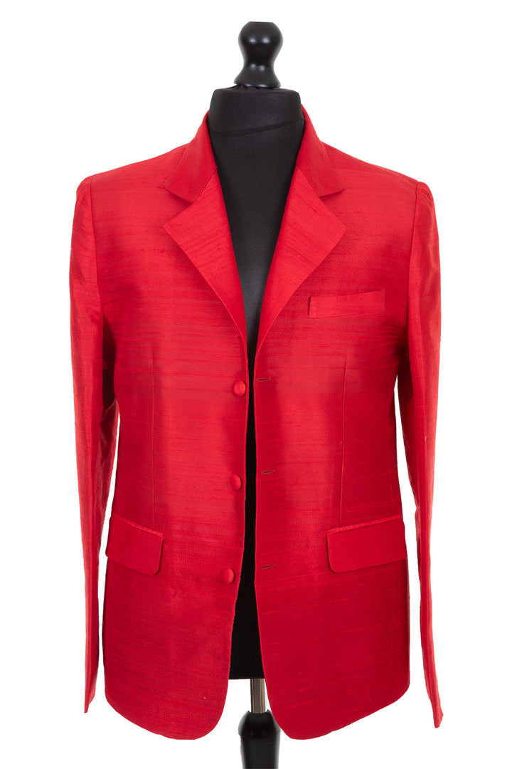 Red silk fabric for men. Men's blazer in red. 