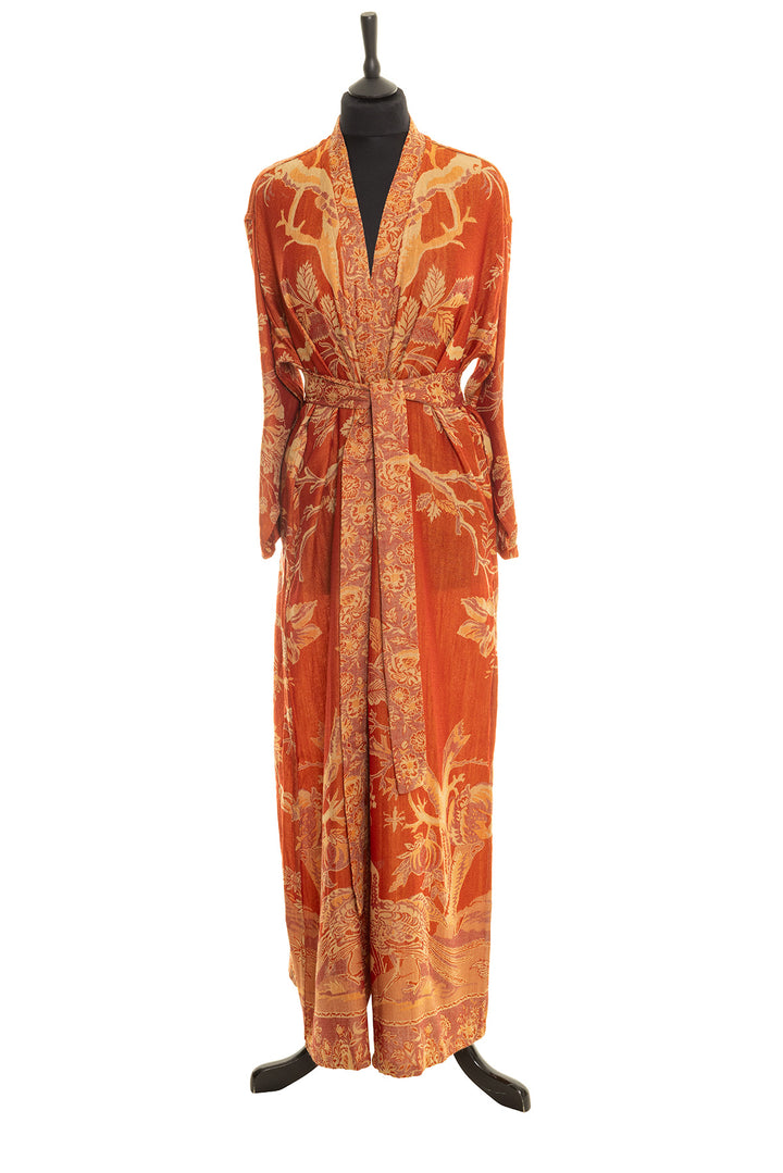 Shibumi gown in marmalade. Belted dressing gown for women. 