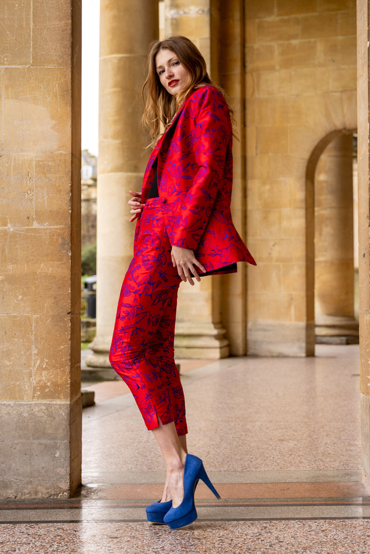 ladies silk jacket in red, the perfect office outfit 