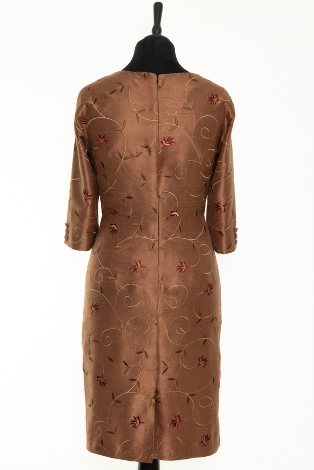 Sophia Dress in Raphaelite Brown - Bateau Neck