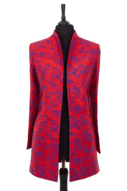 Bhumi Jacket in Mode - Bright Red Silk Embroidered Jacket – Shibumi