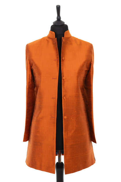 Long Nehru Jacket in Burnt Orange – Shibumi