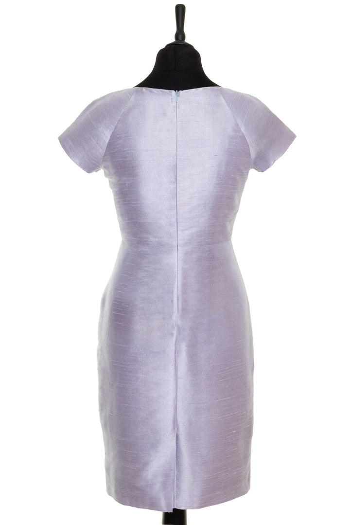 Lilac dress for mature ladies. Shift dress with short sleeves. 