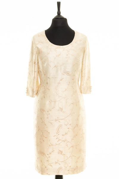 Sophia Dress in Ottoman Ivory - Round Neck