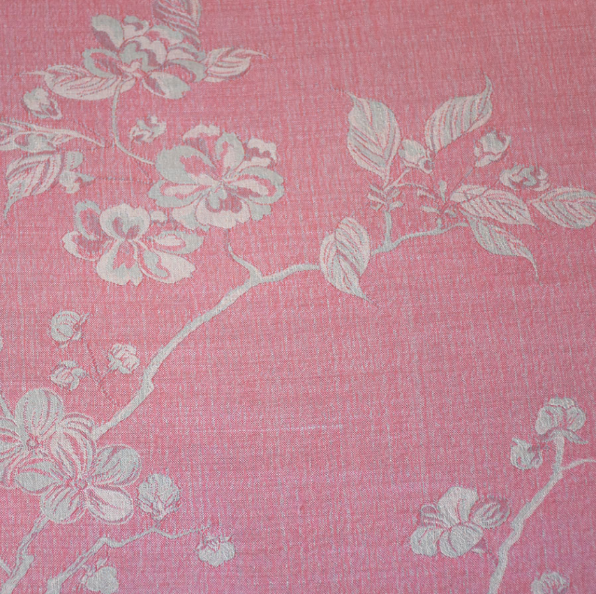 pink cashmere fabric with floral pattern