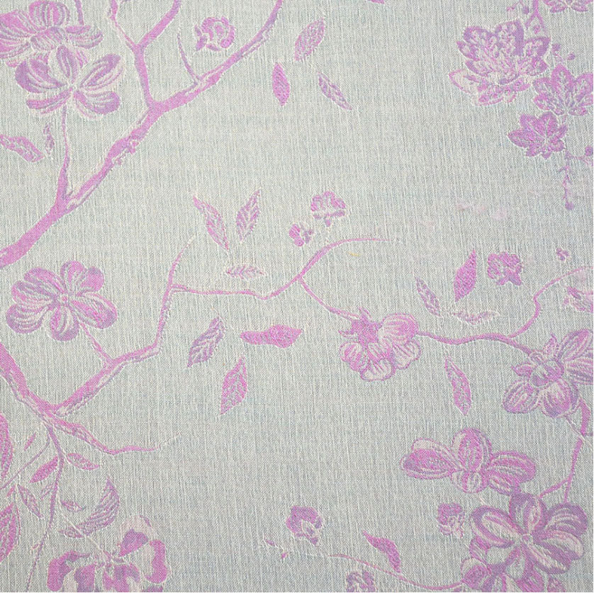 cashmere green fabric with lilac flowers