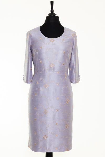 Sophia Dress in Lilac Lace - Round Neck