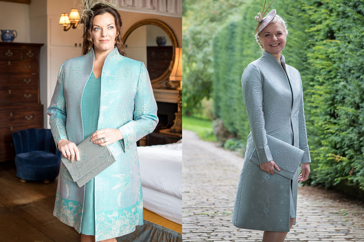 Occasional wear for women. Classic style mid length coats for wedding guest.