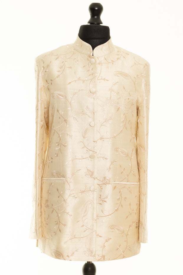 Mens Nehru Jacket in Ottoman Ivory