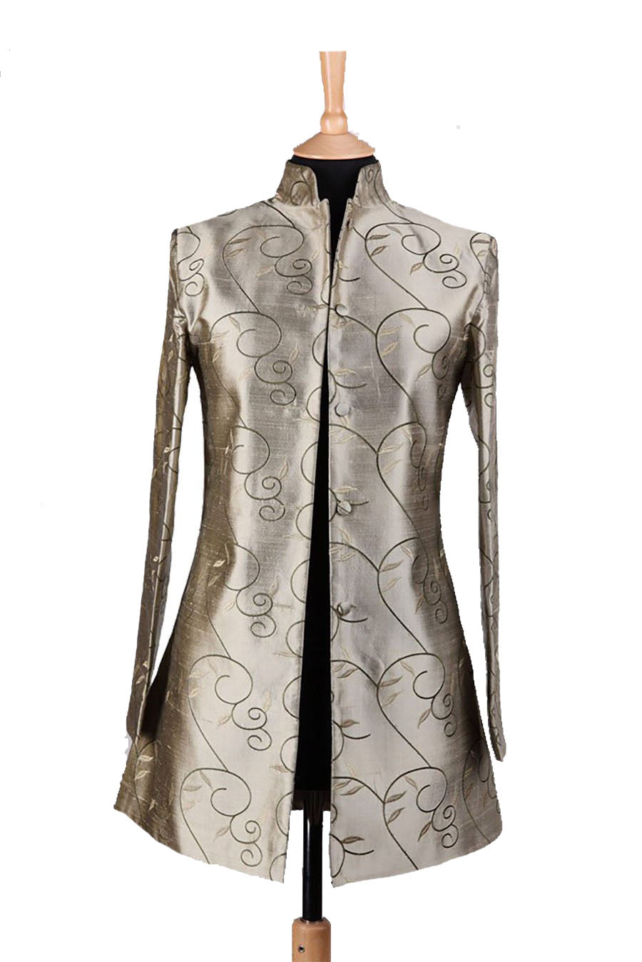 Shibumi green womens silk nehru jacket