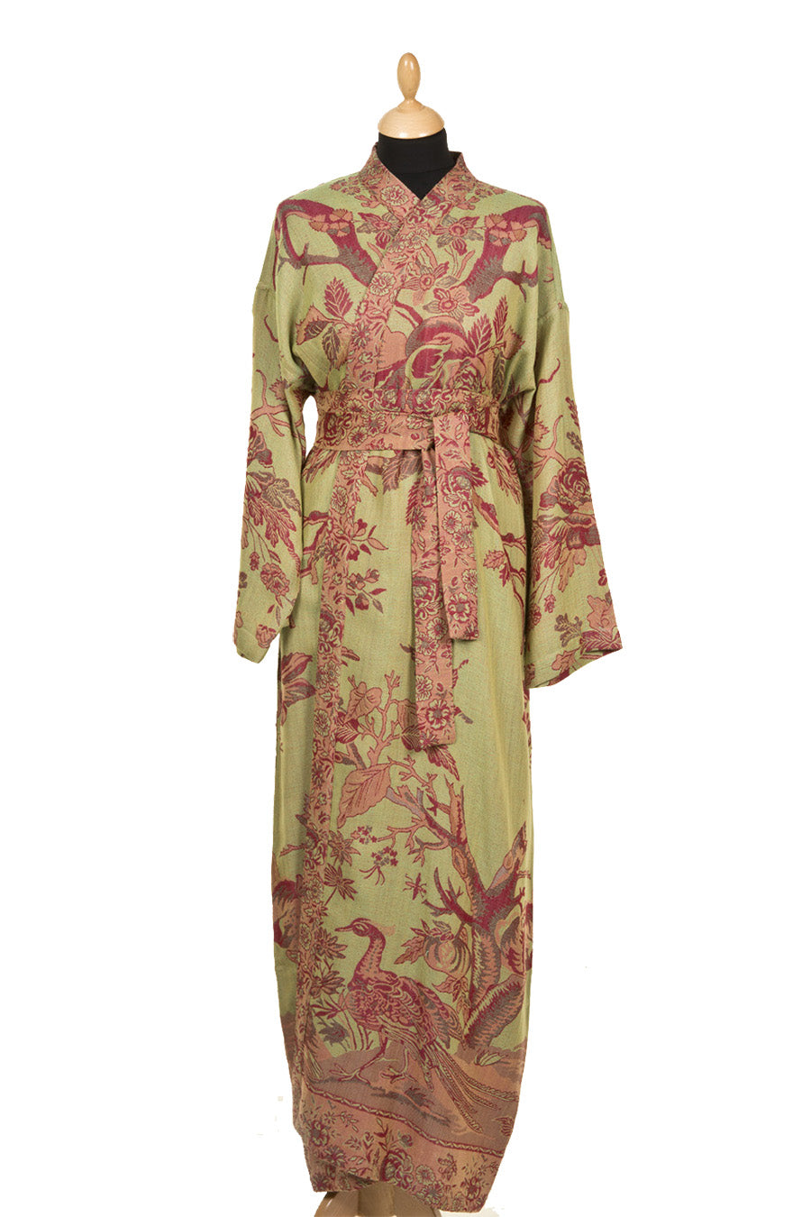 Shibumi Reversible Cashmere Dressing Gown in Eucalyptus