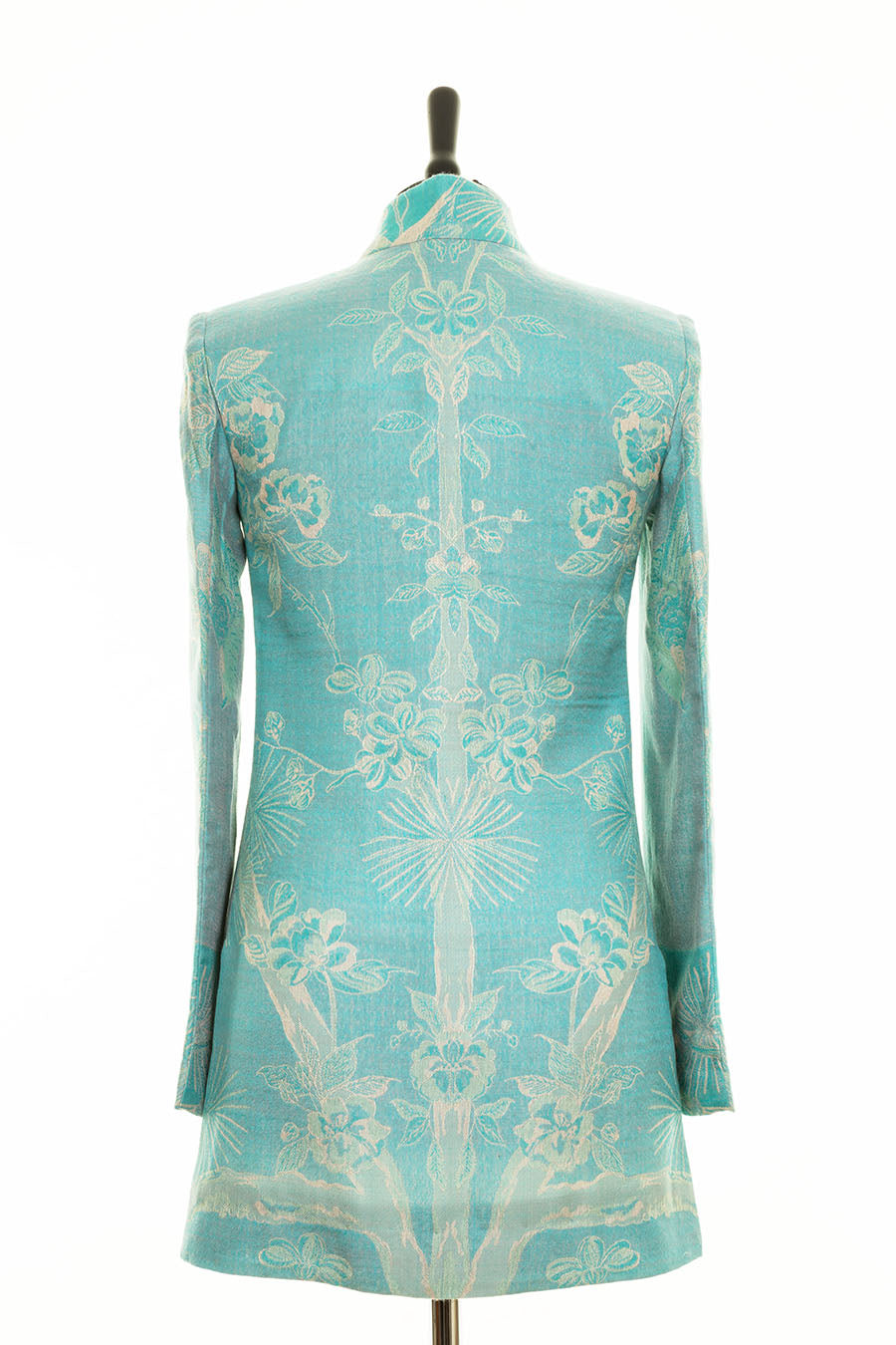 Long Nehru Jacket in Pale Cyan