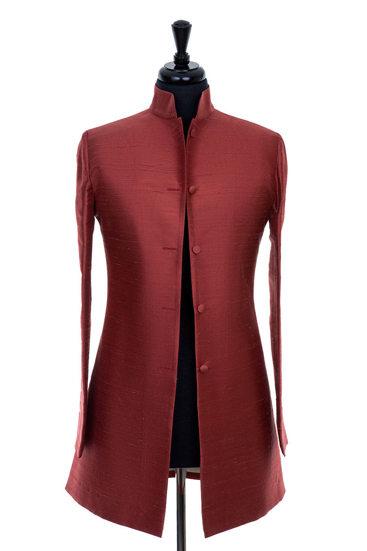 silk red jacket for women. Stylish jacket with pockets ideal for wedding guest outfit. 