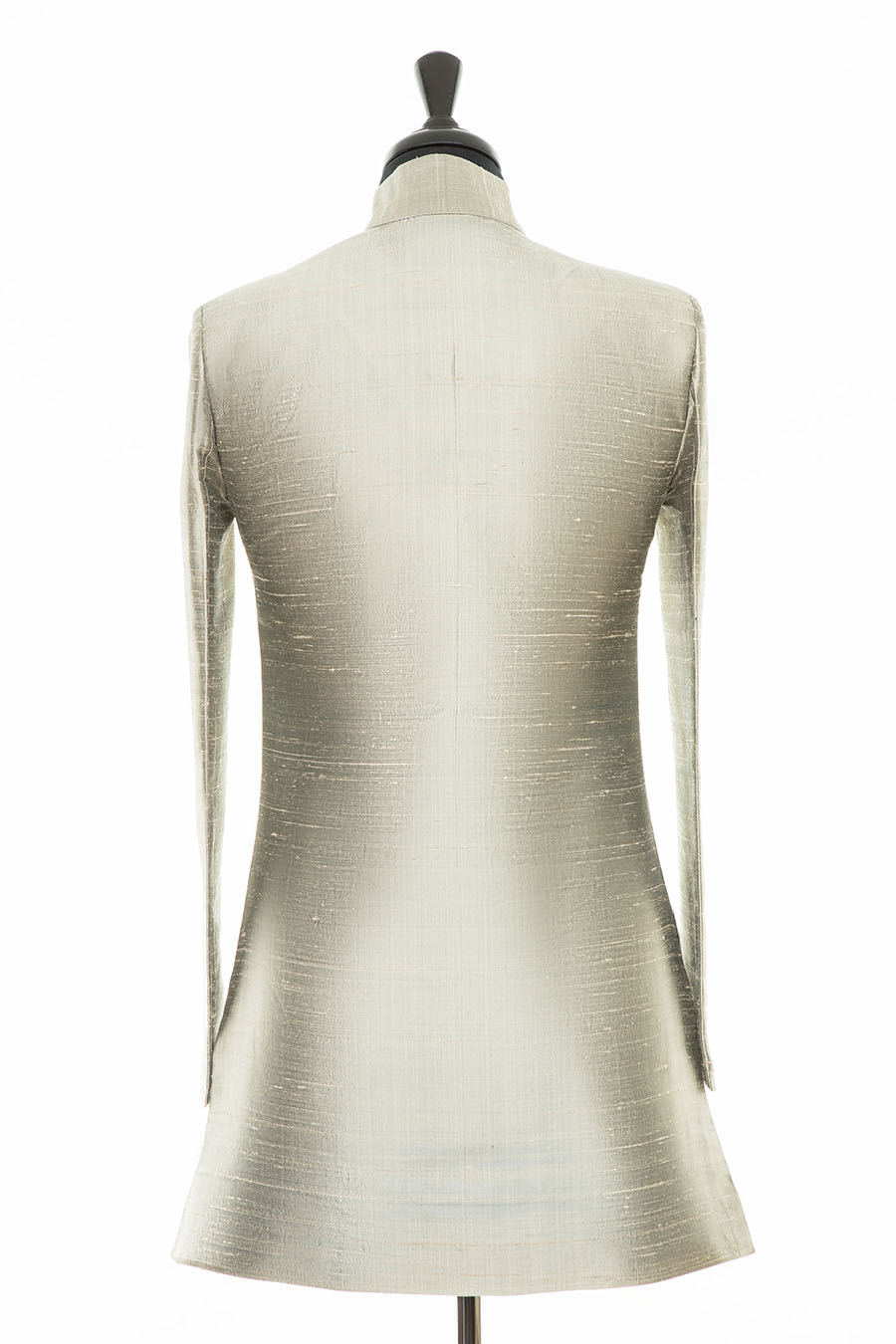 shibumi pale gold raw silk womens nehru jacket from behind