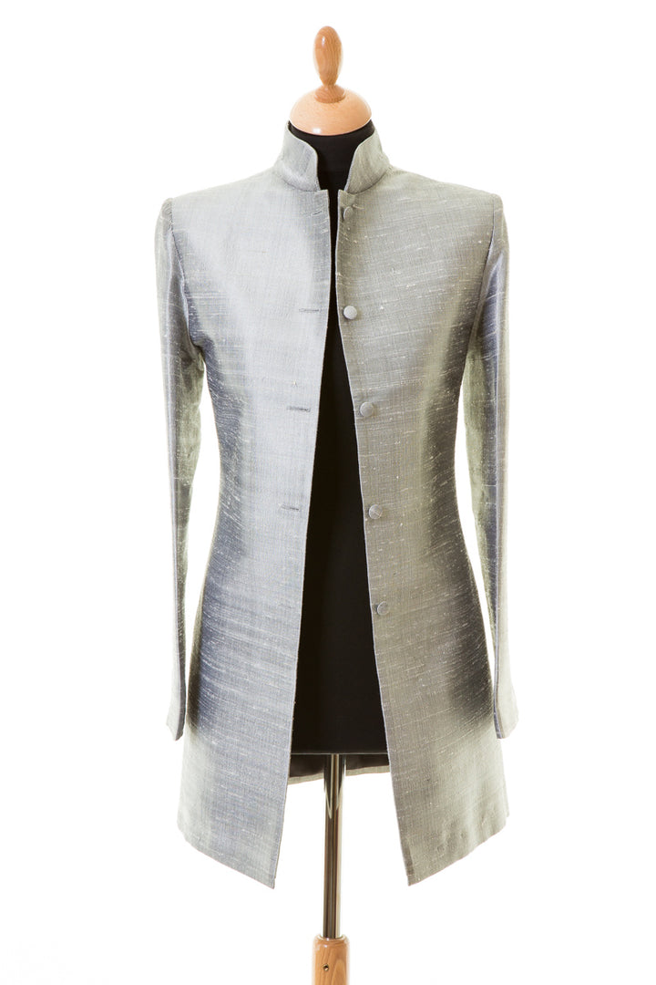 Long Nehru Jacket in Silver