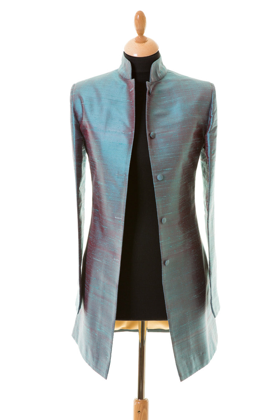 Long Nehru Jacket in Smokey Blue