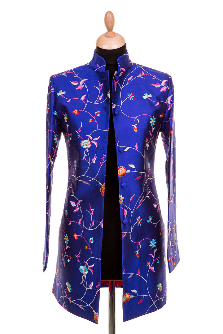 Shibumi womens silk nehru jacket in african cobalt