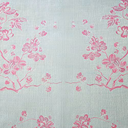 cashmere fabric in light green with pink flowers