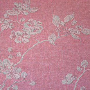 pink silk and cashmere fabric with flowers